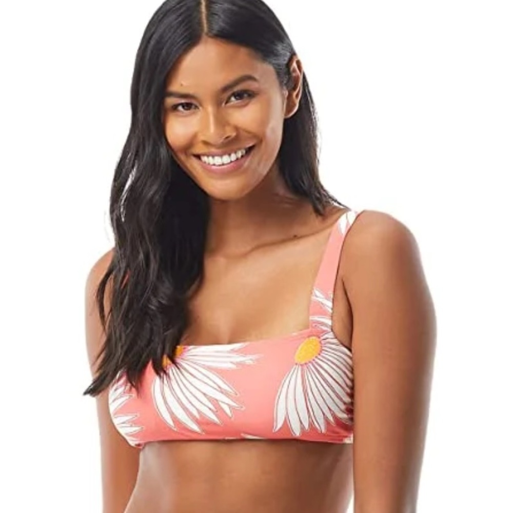 kate spade Coral Daisy Print Bikini Top